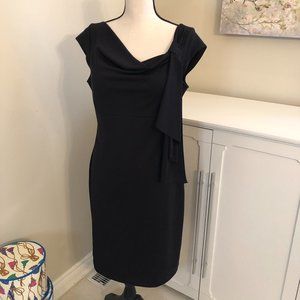 Chadwicks Black Cap Sleeve Sheath Dress w/ Slimming Built-In Under-Slip Size 10P